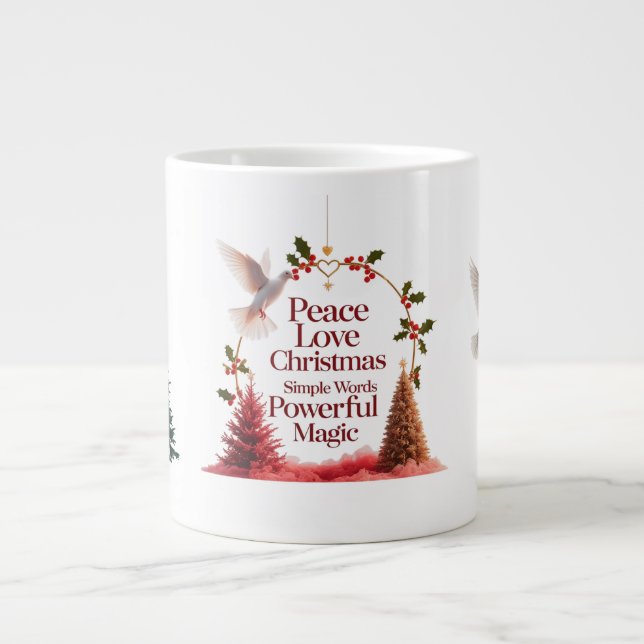 Peace Love Christmas Dove Mug – Speciality Jumbo  (Front)