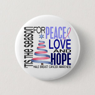 Peace Love Christmas Holiday Male Breast Cancer 6 Cm Round Badge