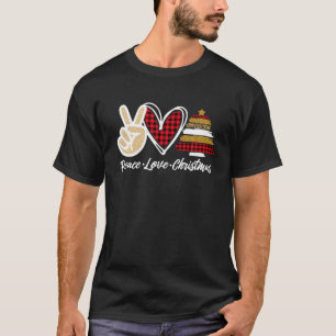 Peace Love Christmas Leopard Red Paid Heart Christ T-Shirt