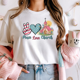 Peace Love Church Retro Christian T-Shirt