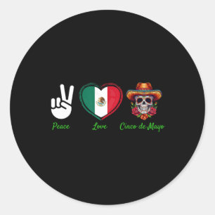 Peace Love Cinco De Mayo Mexican Costume Classic Round Sticker