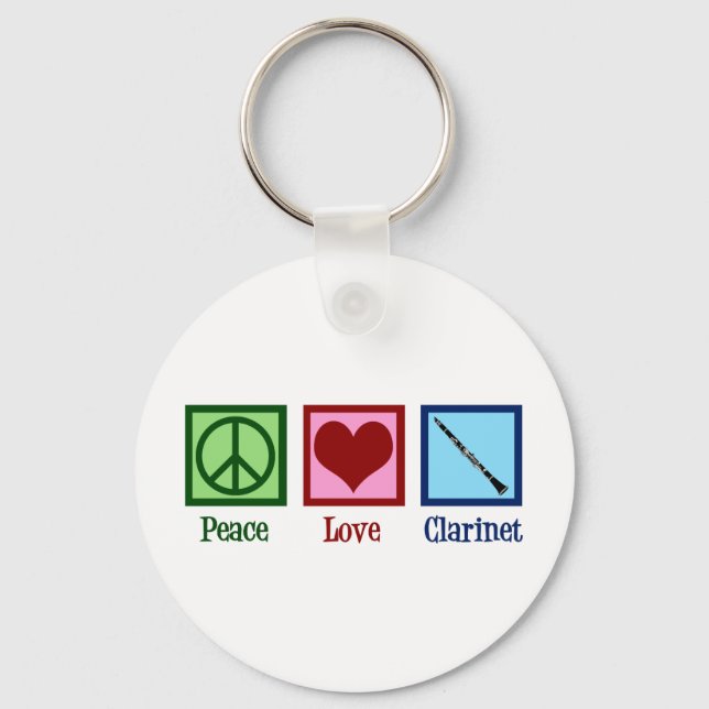 Peace Love Clarinet Key Ring (Front)