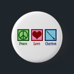 Peace Love Clarinets 6 Cm Round Badge<br><div class="desc">Pretty Peace Love Clarinets gift. A cute clarinet player design for orchestra or band featuring a pretty peace sign,  heart,  and the instrument.</div>