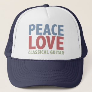 Peace Love Classical Guitar Trucker Hat