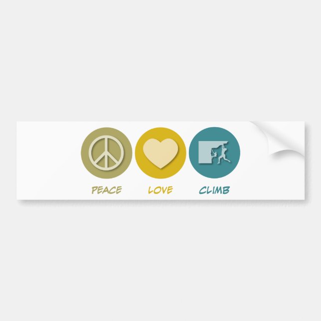 Peace Love Climb Bumper Sticker (Front)