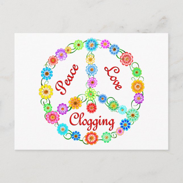 Peace Love Clogging Postcard (Front)
