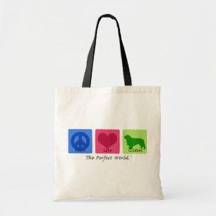 Peace Love Clumber Spaniel Tote Bag