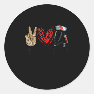 Peace Love Cma Certified Medical Istant Stethoscop Classic Round Sticker