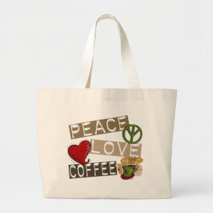 PEACE LOVE COFFEE 2 LARGE TOTE BAG