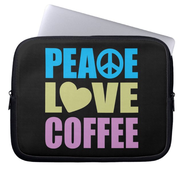 Peace Love Coffee Laptop Sleeve (Front)