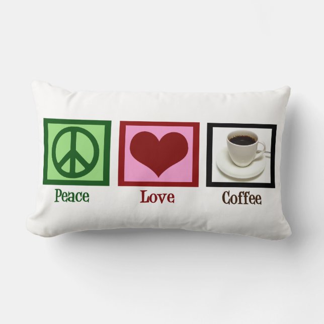 Peace Love Coffee Lumbar Cushion (Front)