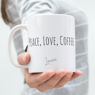 Peace Love Coffee Personalised Minimalist Two-Tone Coffee Mug