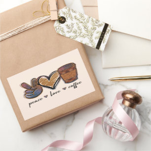 Peace - Love - Coffee Rectangular Sticker