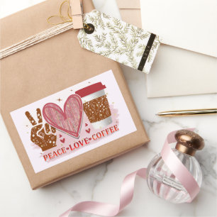 Peace - Love - Coffee Rectangular Sticker