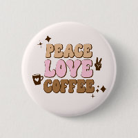 Peace Love Coffee Retro 70's Pink Brown
