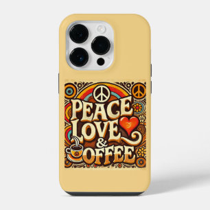 Peace, Love, & Coffee Retro iPhone Case