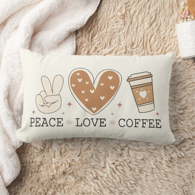 Peace Love Coffee Throw Pillow (Blanket)