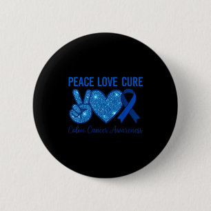 Peace love colourectal colon cancer awareness 6 cm round badge