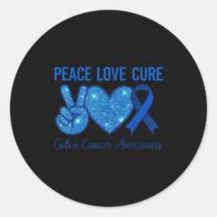 Peace love colourectal colon cancer awareness classic round sticker