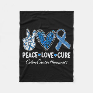 Peace Love Colourectal Colon Cancer Awareness Supr Fleece Blanket