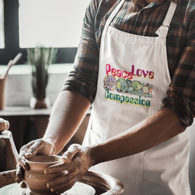 Peace Love Compassion Hippie Graffiti Kanji Love Standard Apron (Creator Uploaded)