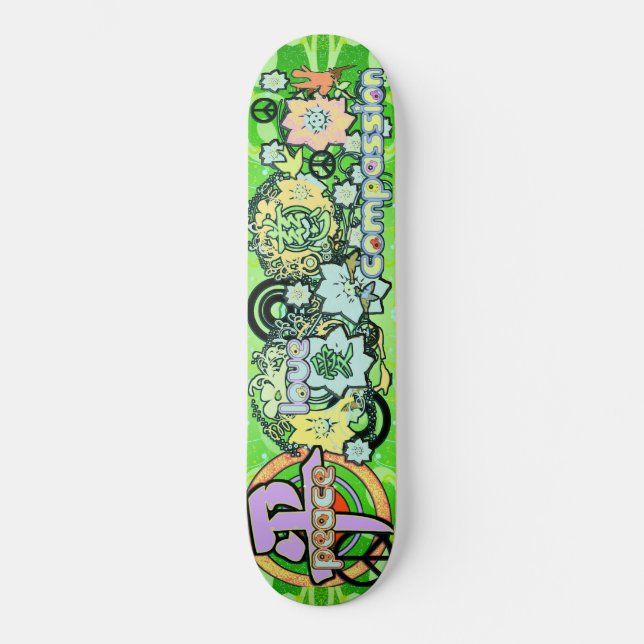 Peace-Love-Compassion-Kanji - Skateboard (Front)