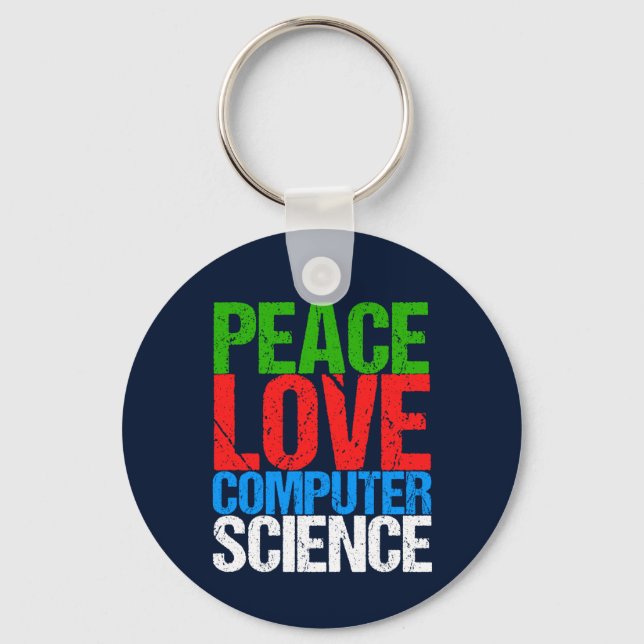 Peace Love Computer Science Key Ring (Front)
