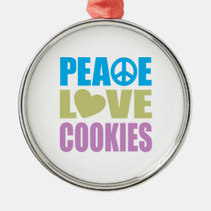 Peace Love Cookies Metal Tree Decoration