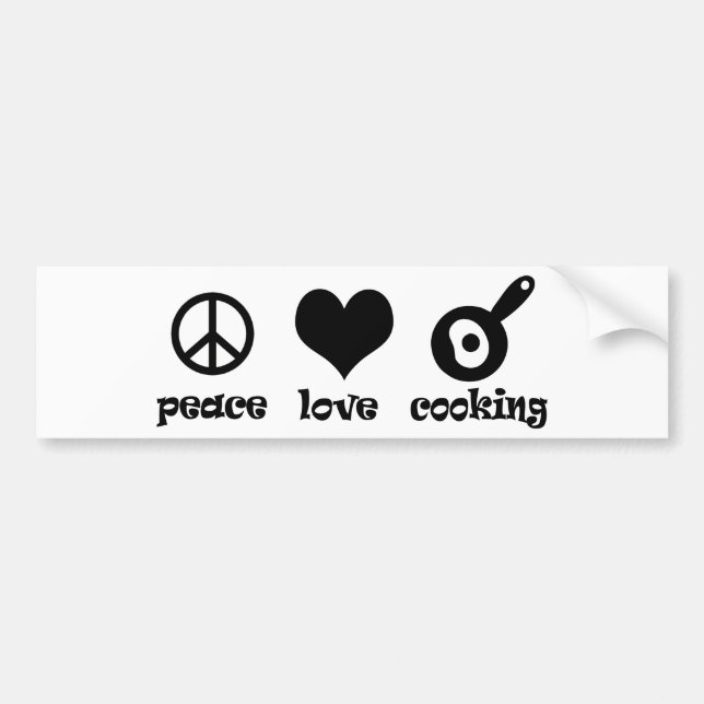 Peace Love Cooking! Bumper Sticker (Front)
