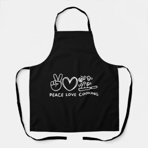 Peace, Love Cooking Retro Cooking Lover Chef Food Apron