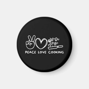 Peace, Love Cooking Retro Cooking Lover Chef Food  Magnet