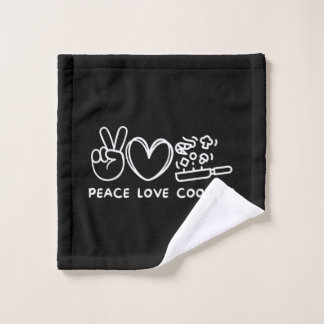 Peace, Love Cooking Retro Cooking Lover Chef Food  Wash Cloth