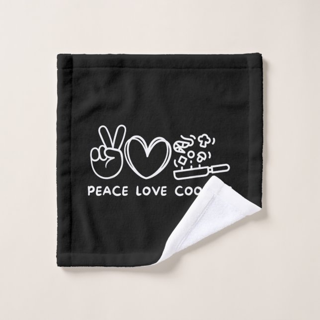 Peace, Love Cooking Retro Cooking Lover Chef Food  Wash Cloth (Wash Cloth)