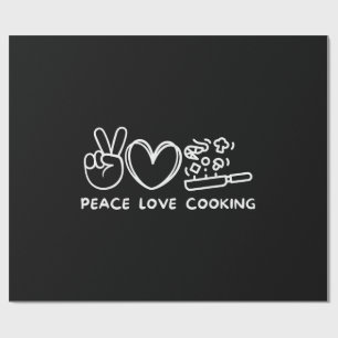 Peace, Love Cooking Retro Cooking Lover Chef Food Wrapping Paper