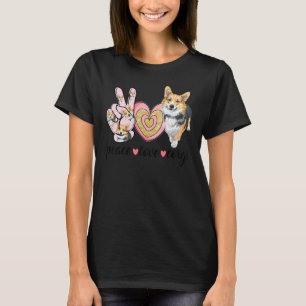 Peace Love Corgi Cute Dog Mum Mother's Day T-Shirt