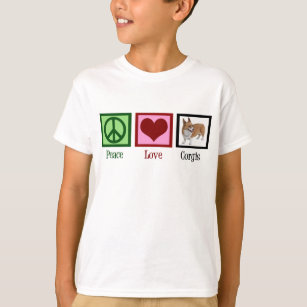 Peace Love Corgi Photograph Kids T-Shirt