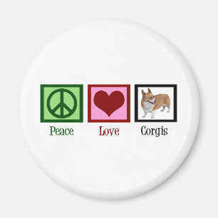 Peace Love Corgi Photograph Magnet