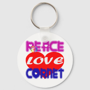 Peace Love Cornet Key Ring