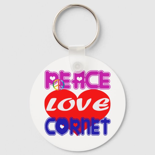 Peace Love Cornet Key Ring (Front)
