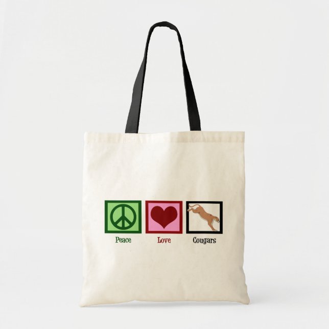 Peace Love Cougars Tote Bag (Front)