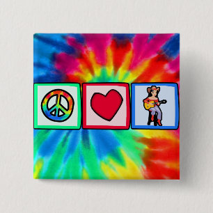 Peace, Love, Country Music 15 Cm Square Badge