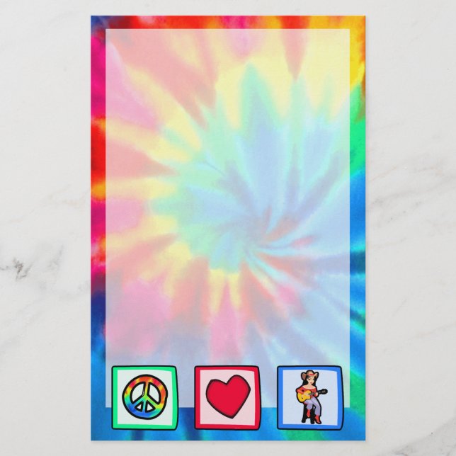 Peace, Love, Country Music Stationery (Front)