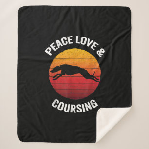 Peace Love _ Coursing Vintage Greyhound Hunting Sherpa Blanket