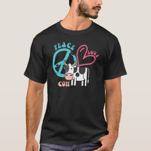 Peace Love Cow Women Mens Animal Barn Animal T-Shirt