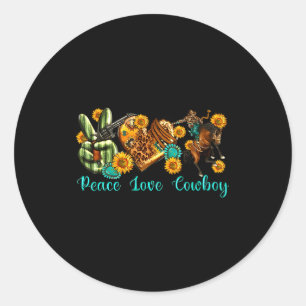Peace Love Cowboy Western Rodeo Rodeo Life Western Classic Round Sticker