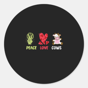 Peace Love Cows Cute Gift Classic Round Sticker