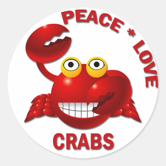 PEACE LOVE CRABS CLASSIC ROUND STICKER (Front)