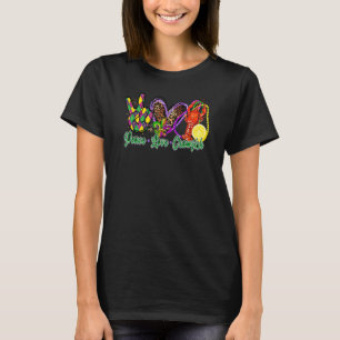 Peace Love Crawfish Mardi Gras Leopard Heart Festi T-Shirt