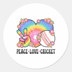 Peace Love Cricket Lover 60s 70s Hippie Outfit Cut Classic Round Sticker