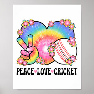 Peace Love Cricket Lover 60s 70s Hippie Outfit Cut Poster